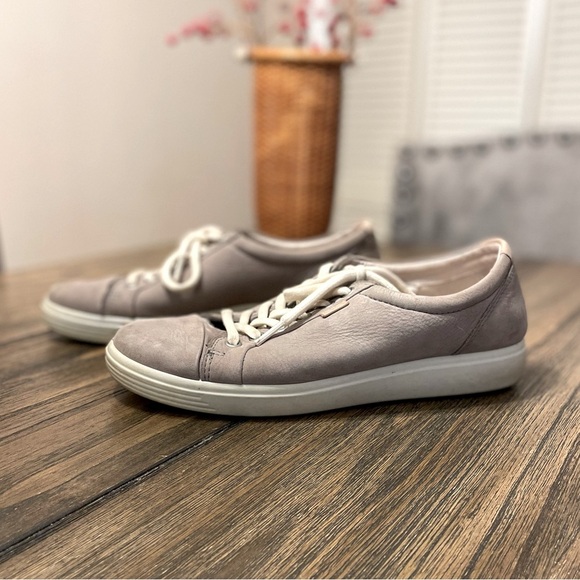 ECCO SOFT 7 Gray Rose Nubuck Leather Comfort Sneakers Size 8 EU 39 Smart Casual - Picture 9 of 10